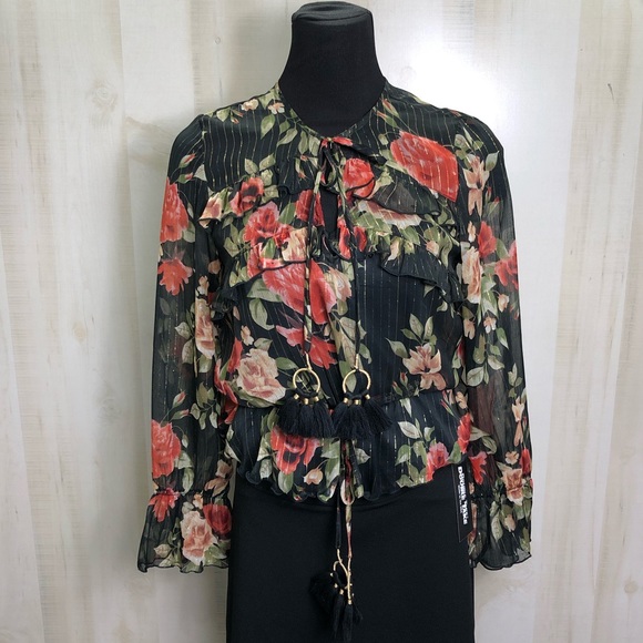 New Chelsea & Violet Sheer Blouse With Tassels - Picture 3 of 8